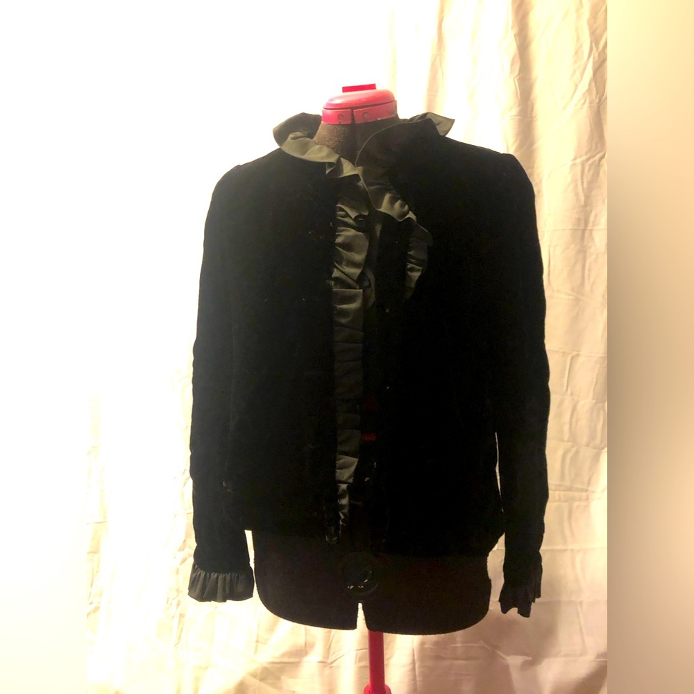 Ruffled black suit coat